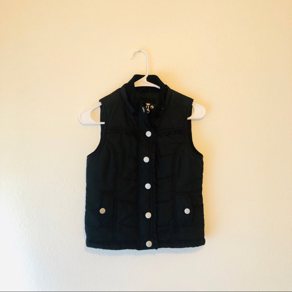 Justice | girls | black puffer vest, silver zipper - Picture 2 of 7